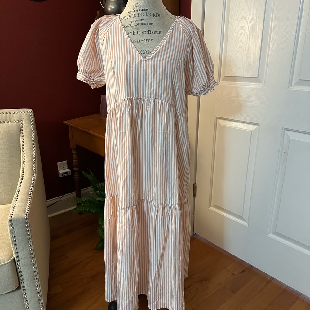 Striped V-Neck Maxi Dress